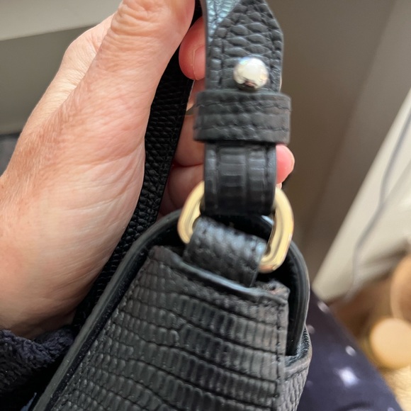 Jenni Kayne Embossed Lizard Saddle Crossbody Little Liffner Bag Black - Picture 9 of 11